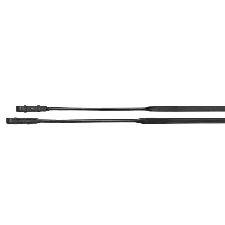 Passier leather reins with one side rubber with round fronts with hook studs