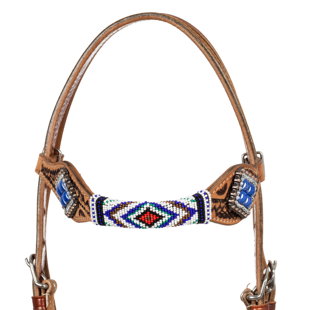 Pool's headstall with blue diamond decorations