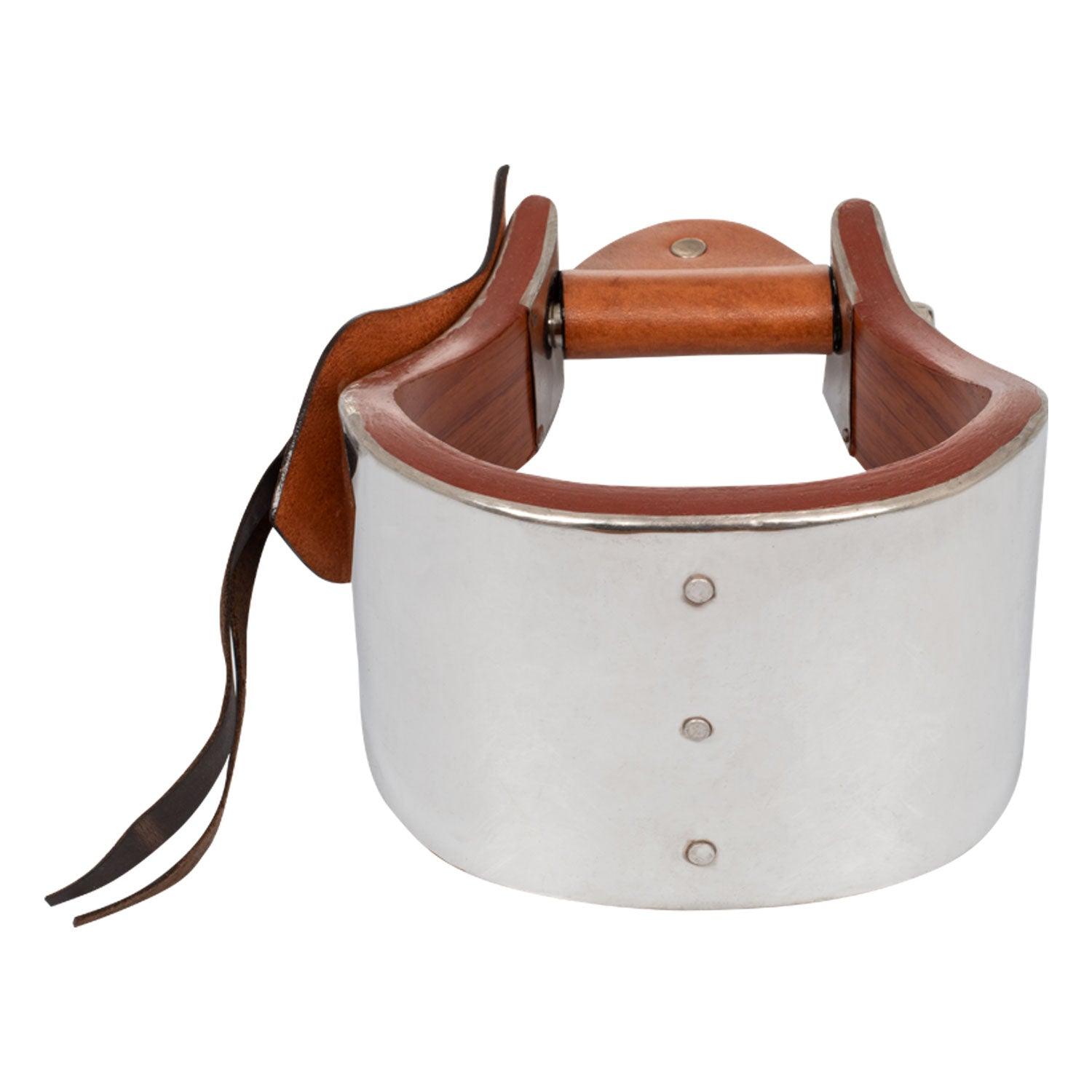 Pool's Metall-Holzsteigbügel mit handgearbeiteten Ledereinsätzen