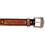 Pool's unisex western beaded belt and brass buckle