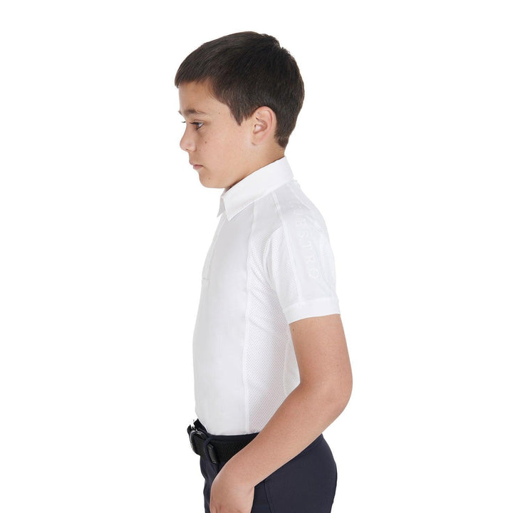 Equestro boys slim fit competition polo shirt with four buttons - HorseworldEU