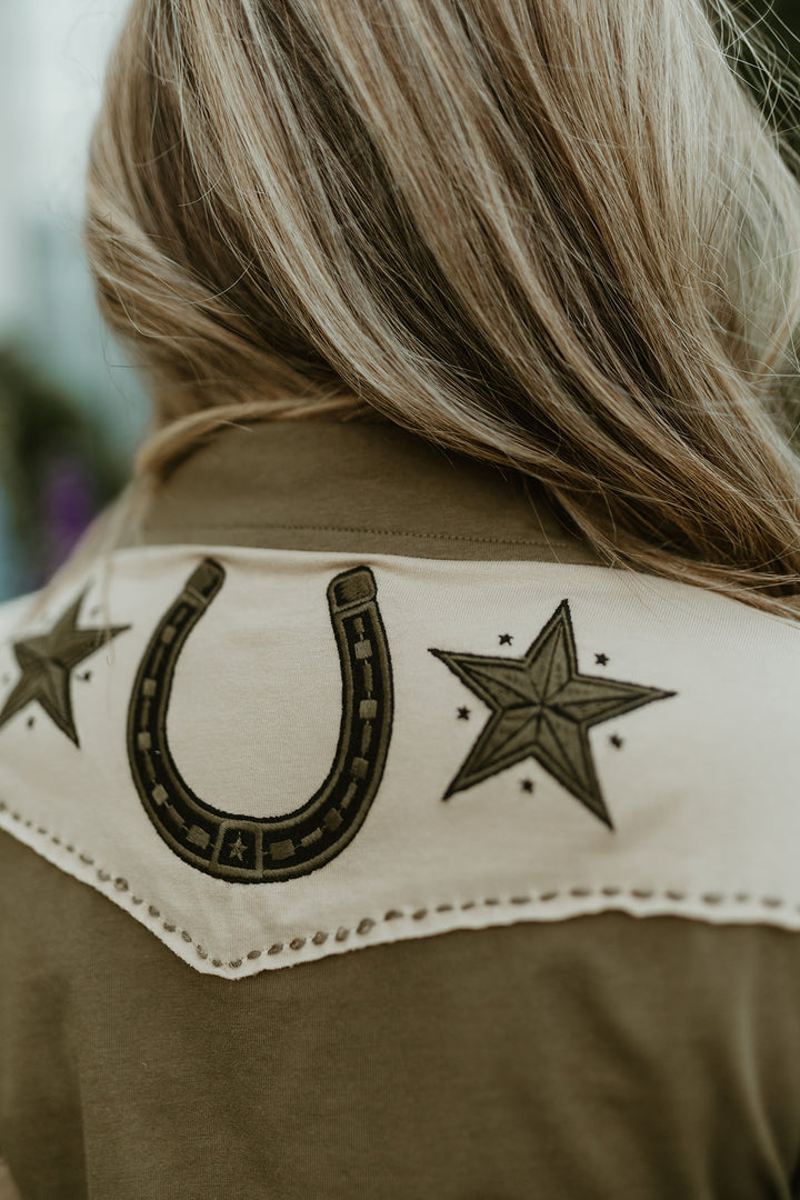 Rodeo Quincy Brave Horse Button Up