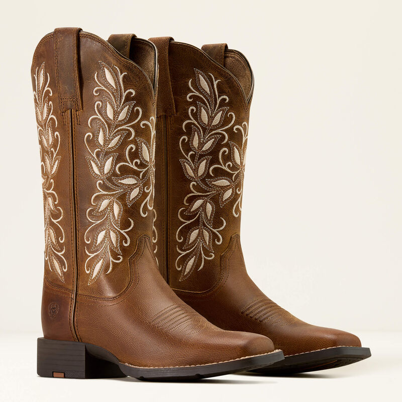 Ariat round up holly western wide square toe boot for ladies