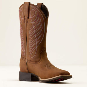 Ariat round up waterproof wide square toe western boot for ladies