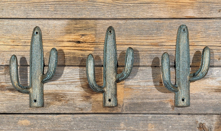 Solid cast iron cactus hook