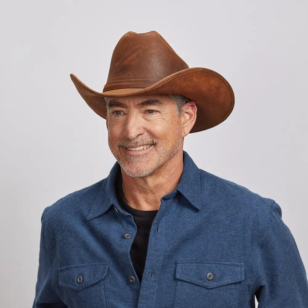 American hat makers Gorge | Heren leren veehoeder cowboyhoed met leren hoedband