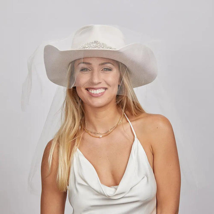 American hat makers Juliet | Vrouwen vilten cowgirlhoed met sluier