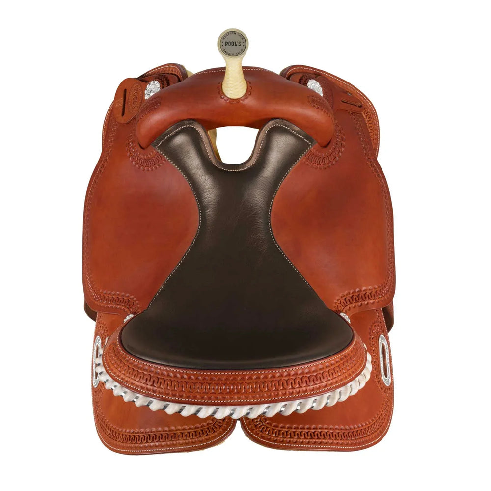 Pool's Barrel-Sattel 5020 SE 0075 mit farbigem Sitz und Rohledereinsätzen