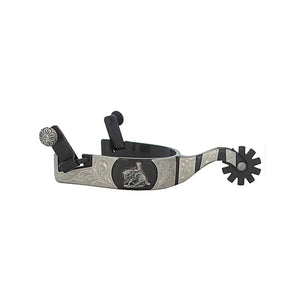 Pool's western black spurs with metal plate reining SR 00263